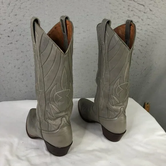 Dan Post Boots Womens Size 6.5C Gray Leather Western Pointed Toe Spain 4117 - Picture 13 of 16